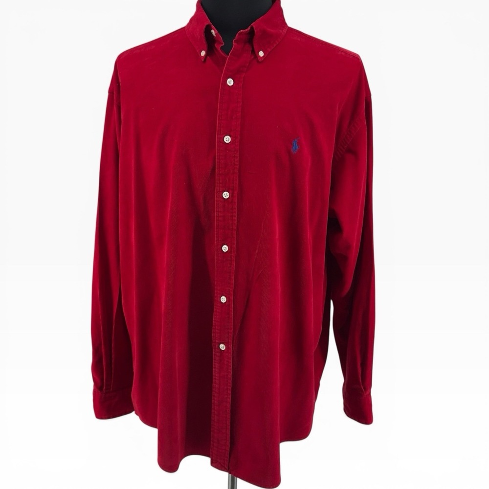 Polo Ralph Lauren Shirt XL Red Corduroy Long Sleeve Button Down Blake Loose Fit